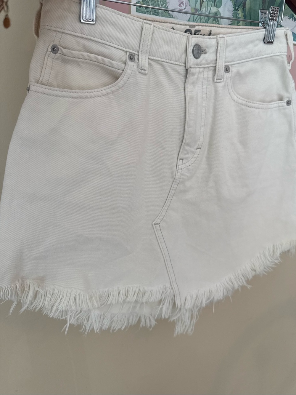 Free People Bailey Denim Mini Skirt Coconut Size 25